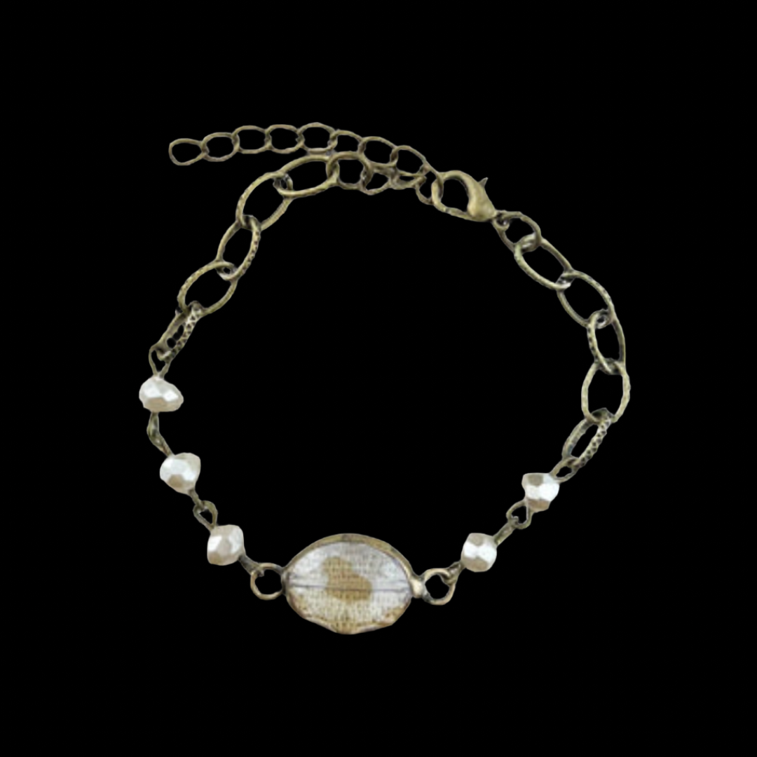 Hand Crafted Natural Stone Bracelet w/ Oval Stone