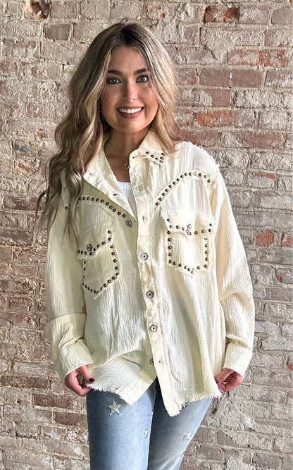 Riveted Button Down Shirt ~ Cream