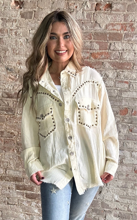 Riveted Button Down Shirt ~ Cream