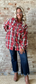 Curvy Plaid Soft  Long Sleeved Flannel ~ Red