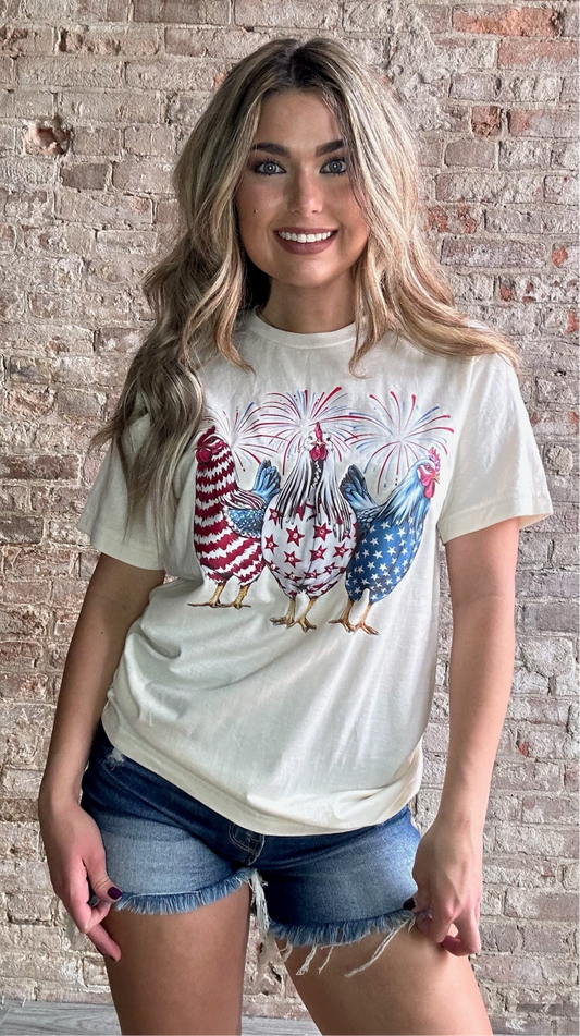 Patriotic Bling Chickens Tee