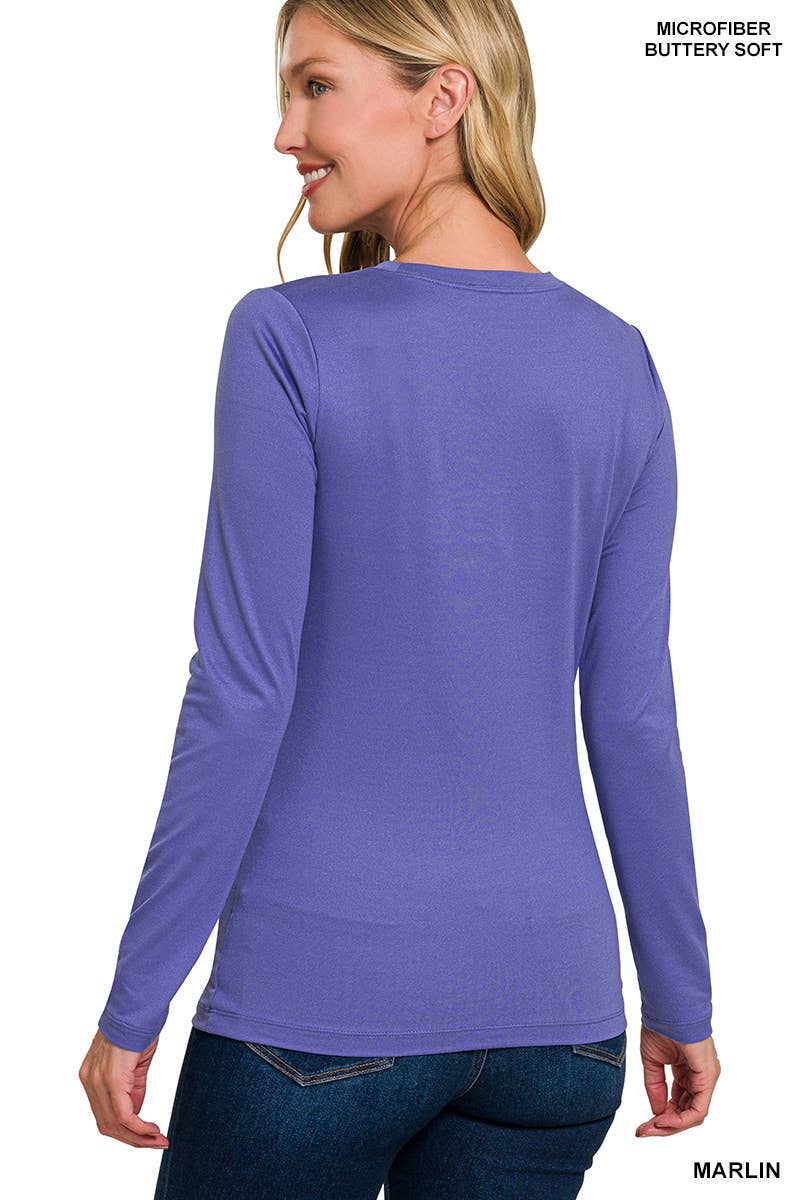 Vanilla Monkey - Brushed Microfiber Long Sleeve Round Neck Tee