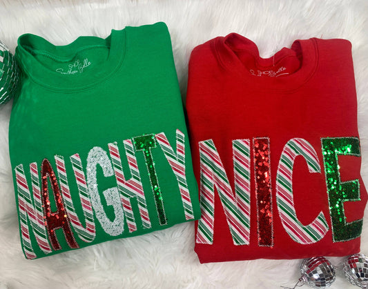 Curvy Christmas Naughty/Nice Sweatshirt
