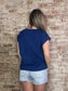 Round Neck Folded Short Sleeve T-shirt ~ Navy