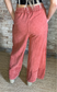 Mineral Washed Wide Legged Raw Hem Pants ~ Burnt Orange
