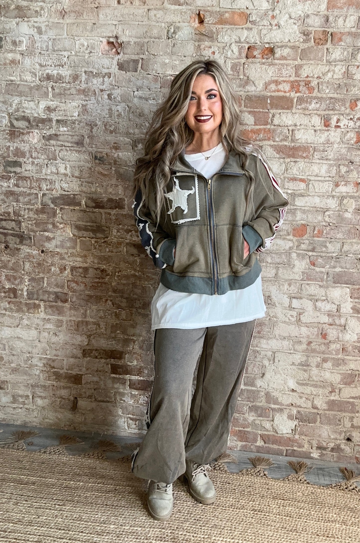 USA ~ Sweat Jacket  ~ Vintage Moss