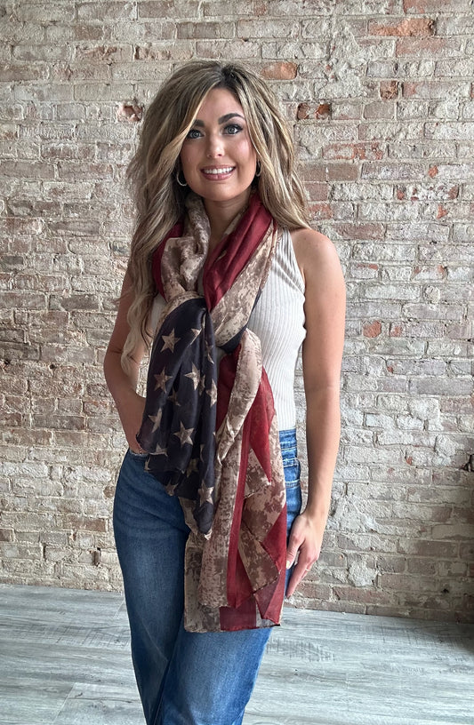 Vintage Tone American Flag Scarves