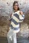 Soft Striped Big Collared Pullover