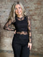 Long Sleeved Sheer Lace Mesh  Layering Top ~  Black