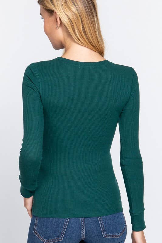 Vanilla Monkey - Long Sleeve Crew Neck Thermal Knit Top