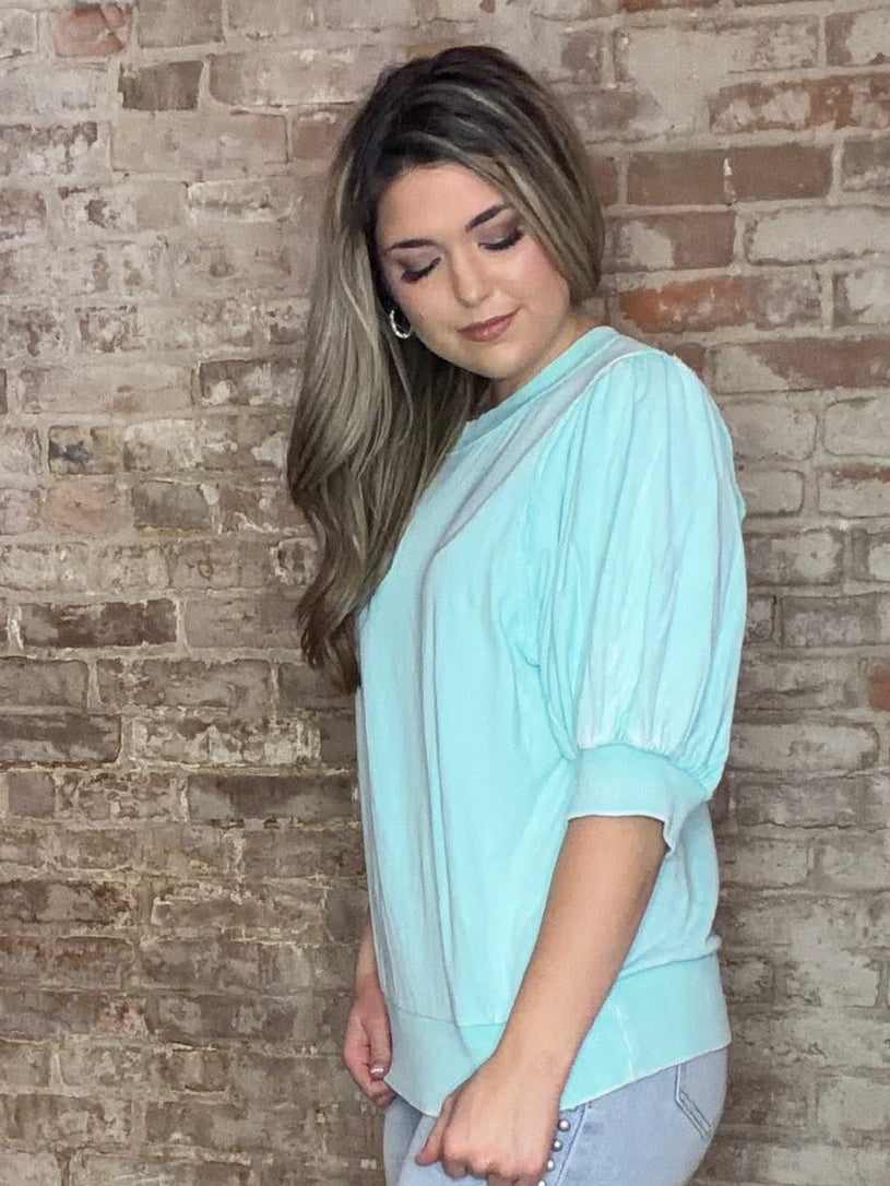Puff Quarter Sleeve ~ Aqua