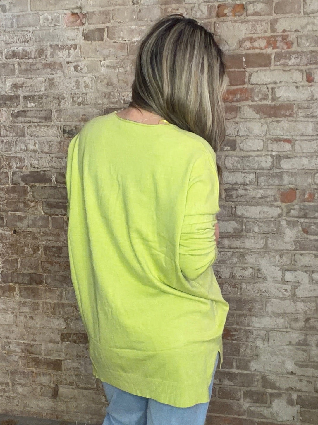 Soft Front Seam V Neck Sweater ~ Matcha Green