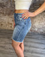 High Rise Stretch Midi Shorts