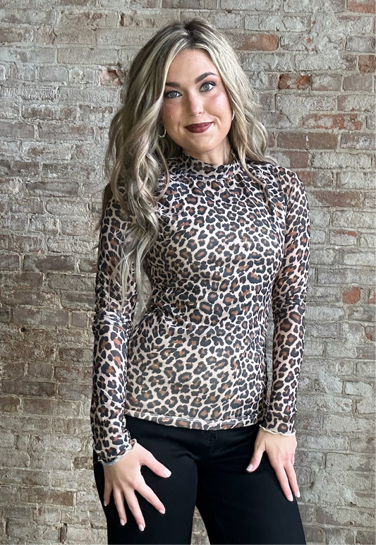 Leopard Mesh Long Sleeve