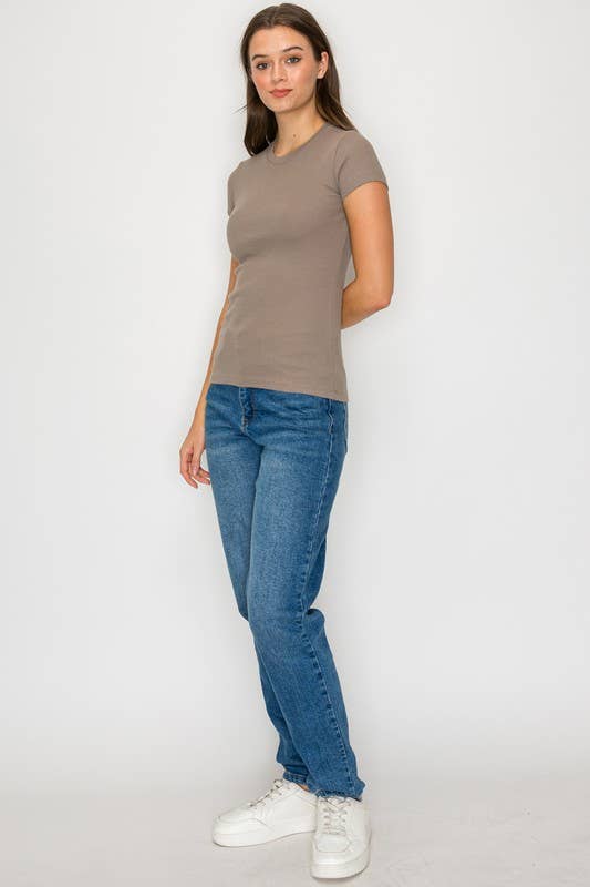Vanilla Monkey - Short Sleeve Mini Ribbed Tee