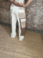 Relaxed Fit Pants with Quilted Contrast