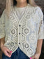V-neck Oversized Fit Cardigan With Crocheted Detailing