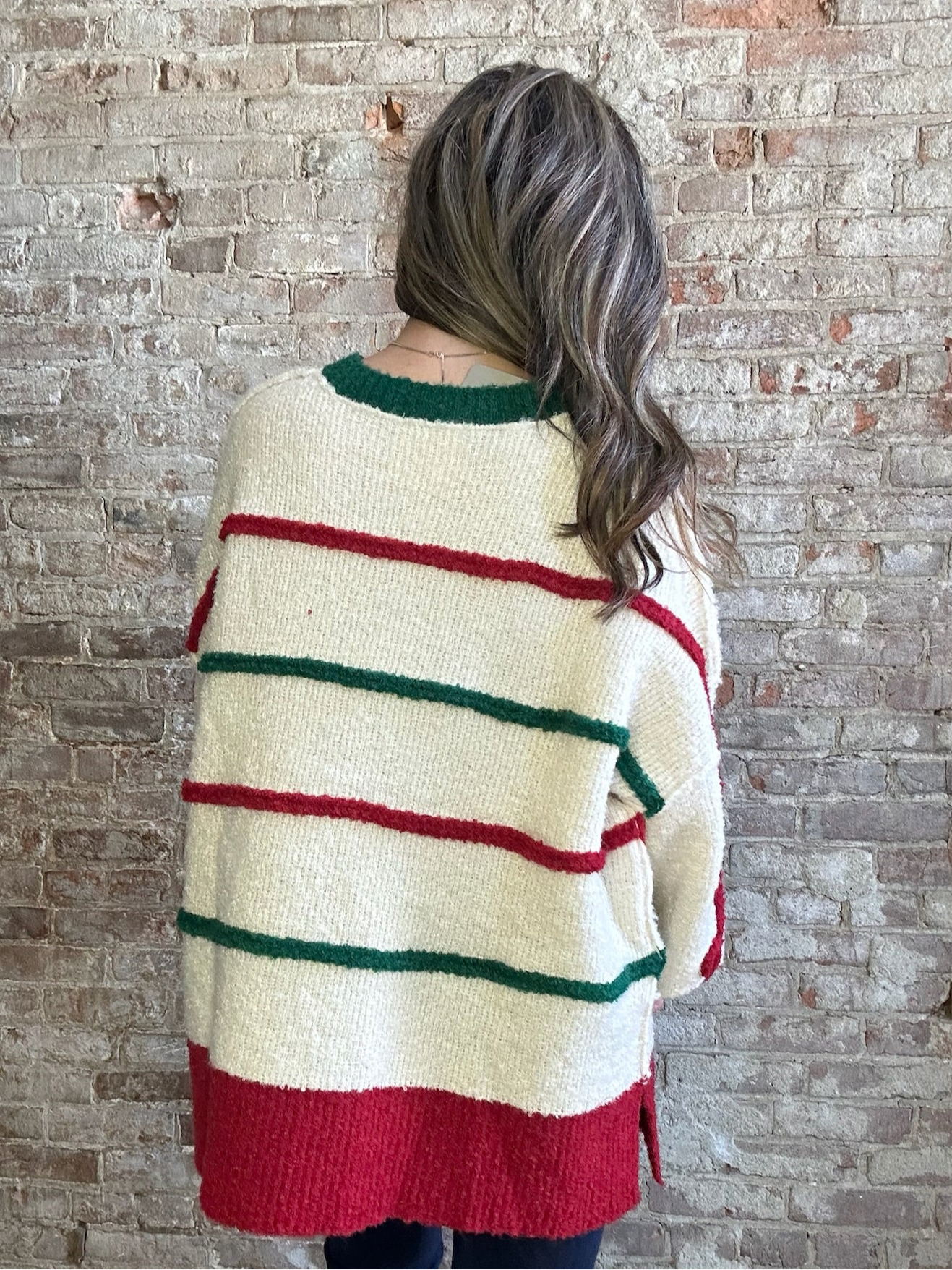 Christmas Sweater with Red and Green Stripe