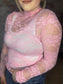 Long Sleeved Sheer Lace Mesh Layering Top ~ Pink