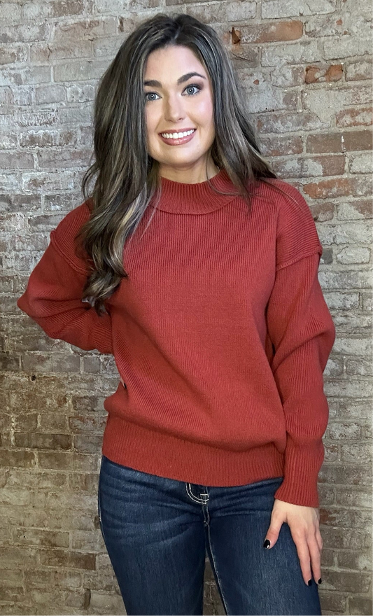 Simple Cozy Sweater ~ Rust