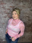 Long Sleeved Sheer Lace Mesh Layering Top ~ Pink