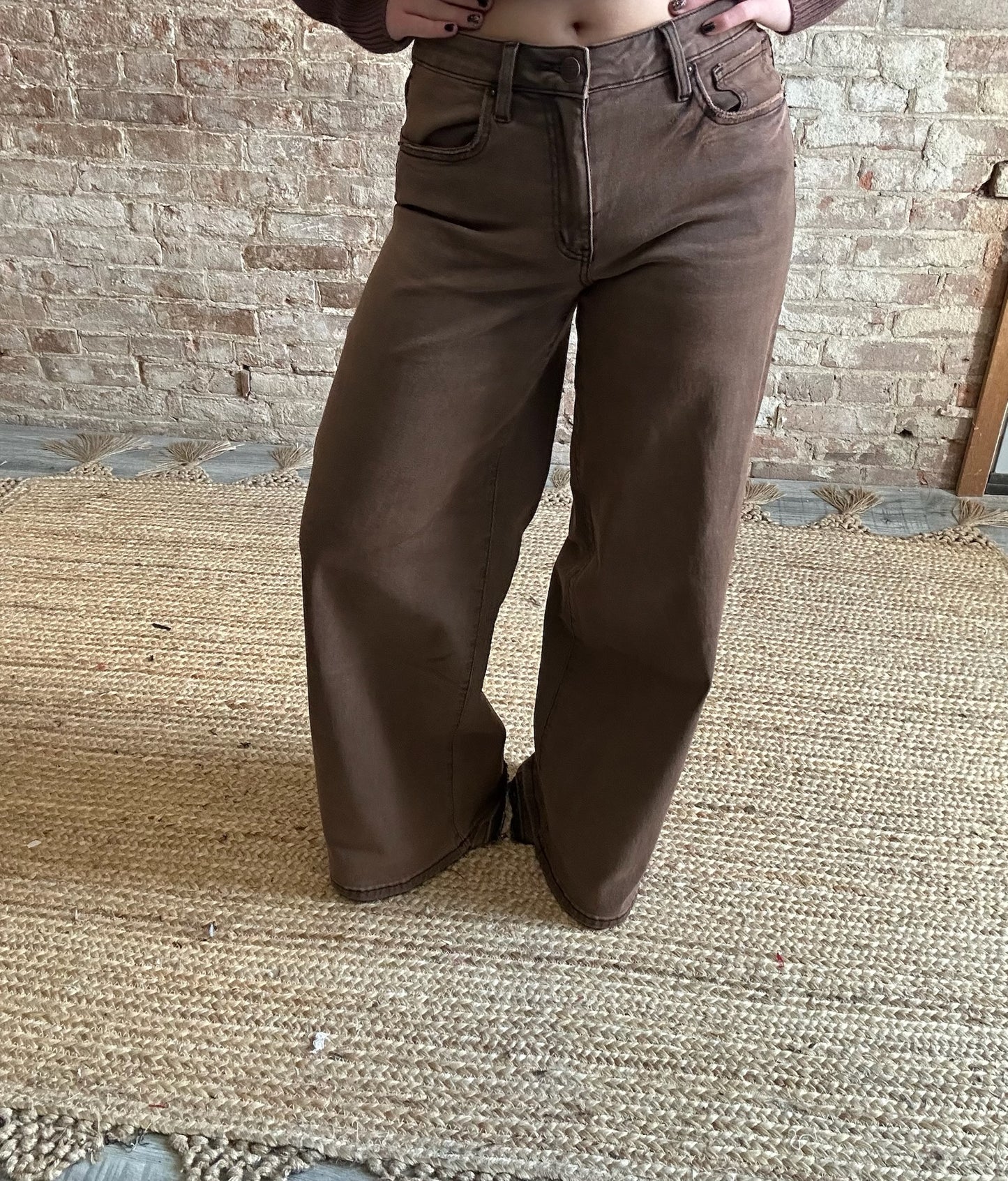 Vintage Washed Wide Leg Jeans  ~  Antique Bronze