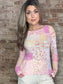 Patchwork Mesh Long Sleeved Top
