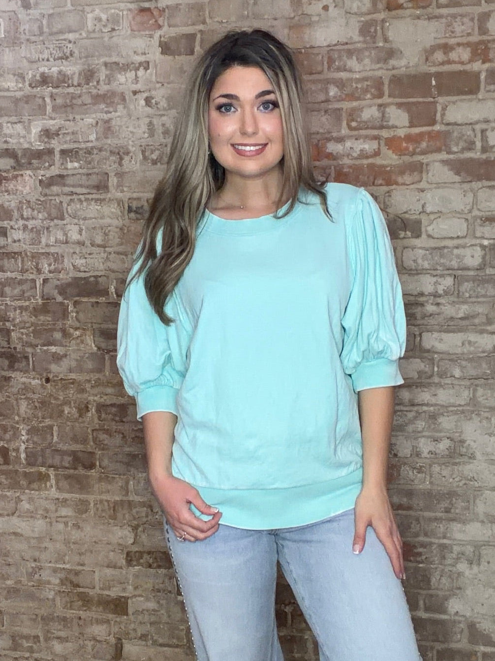 Puff Quarter Sleeve ~ Aqua