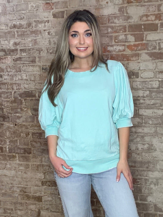 Puff Quarter Sleeve ~ Aqua