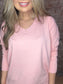 Soft Front Seam V Neck Sweater ~ Carnation