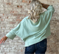 Curvy 3/4 Sleeved Mineral Washed Waffle Knit ~ Turquoise