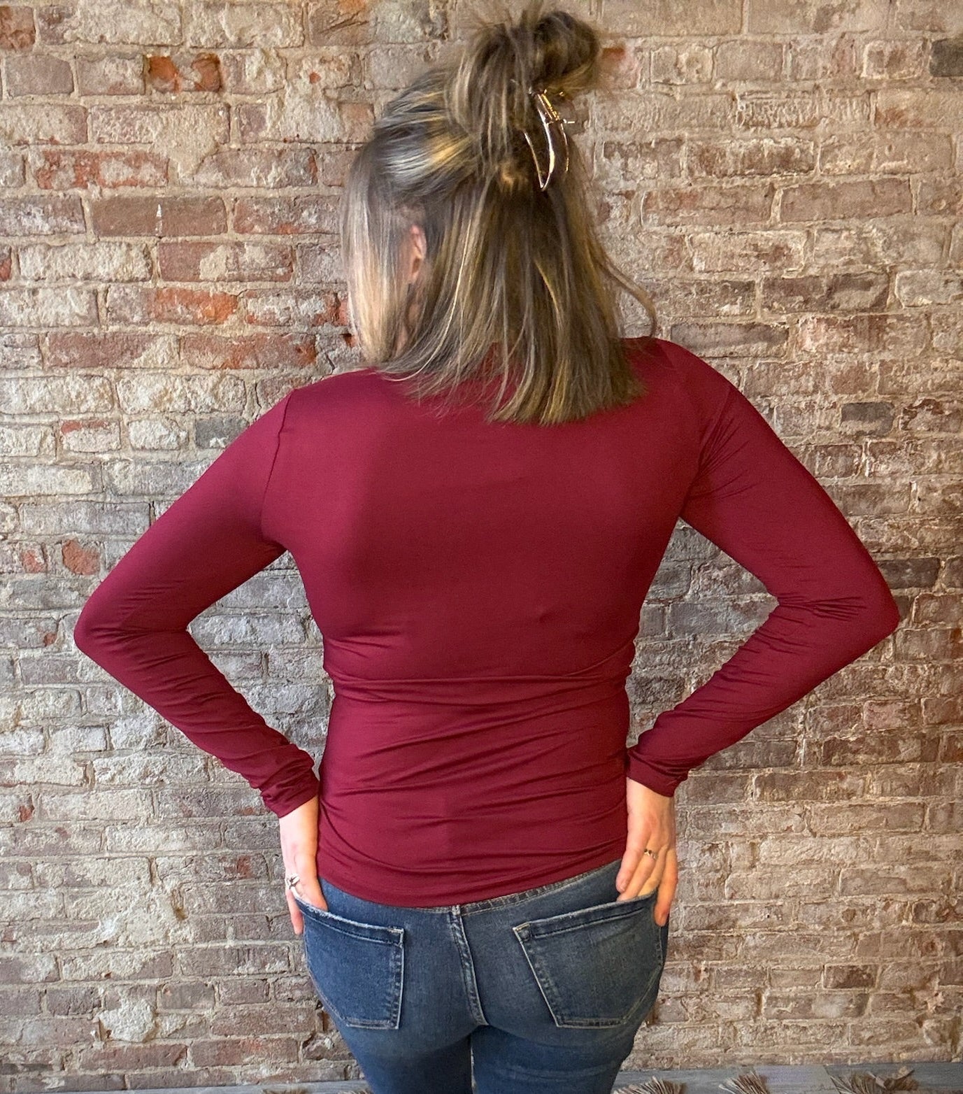 Microfiber Long Sleeve Tee ~ Wine