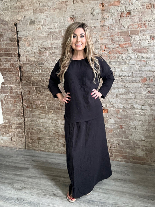Sweet Gauze Tranquility Skirt ~ Black