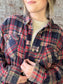 Mineral Washed Plaid Flannel Shirt ~ Navy