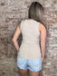 Ribbed Round Neck Tank Top ~ Sand Beige