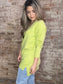 Soft Front Seam V Neck Sweater ~ Matcha Green