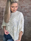 V-neck Oversized Fit Cardigan With Crocheted Detailing