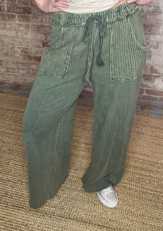 Soft Comfy Pants ~ Dusted Green