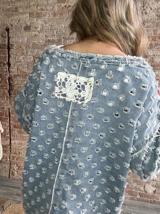 Denim Laser Cut Shirt