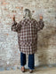 Curvy Mineral Washed Plaid Tunic ~ Coffee