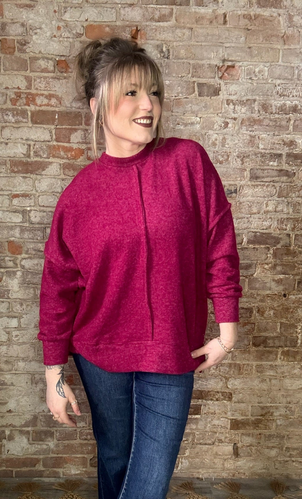 Soft Brushed Sweater ~ Red