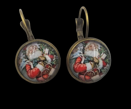 Retro Santa Ornate Inspired Christmas Earrings