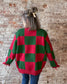FALALA Checkered Christmas Sweater ~ Red and Green