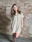 Washed Linen Raw Edge V-Neck  Dress