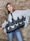 Ruffle Hemmed Lace Mix Stripe Top
