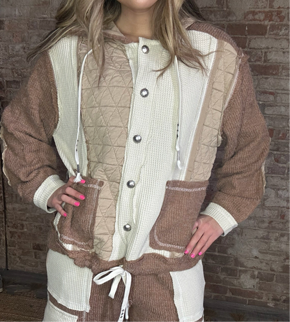 Relaxed Fit Jacket with Quilted Contrast