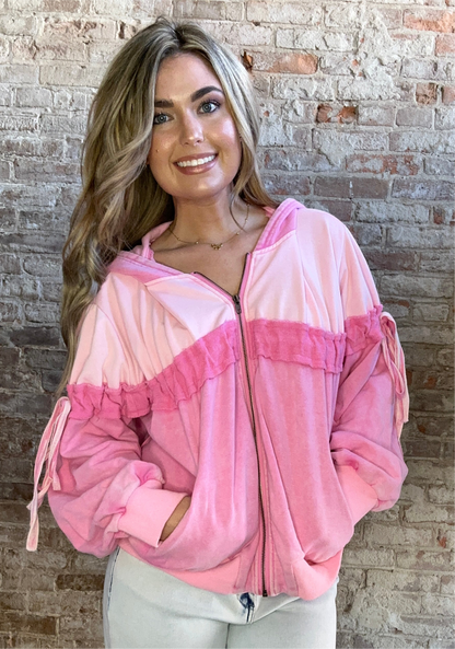 Sweet Zip Up Hoodie ~ Pink