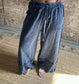 Mineral Washed Wide Legged Raw Hem Pants ~ Navy