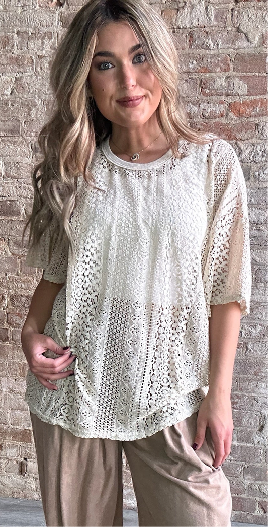 Mineral Washed Lace Shirt