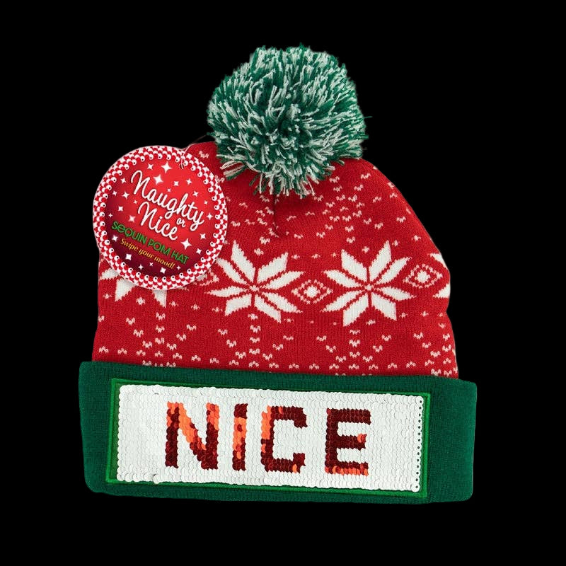 NAUGHTY OR NICE - Sequin Pom Hat